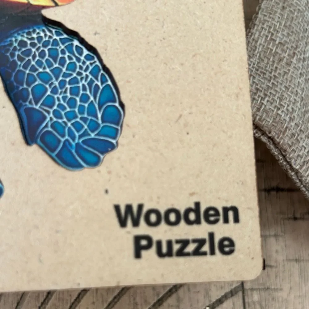 Colorful Sea Turtle Art 🖼️ Puzzle 🧩 wood box & burlap bag